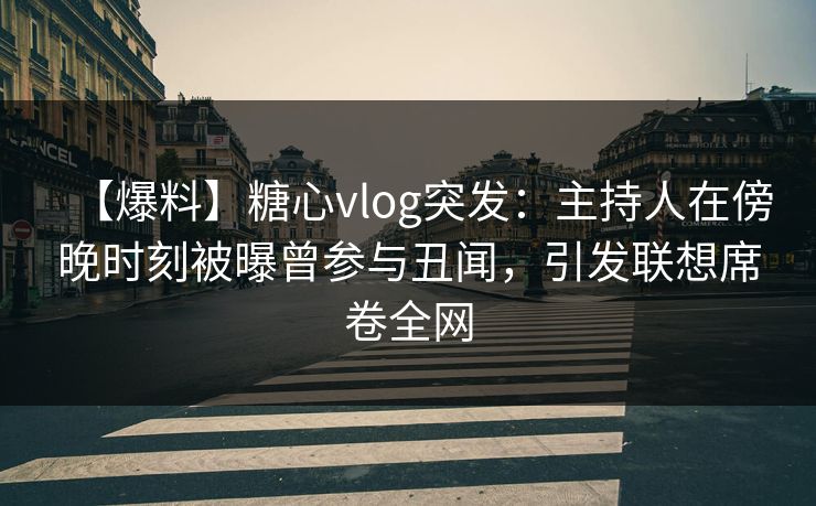 【爆料】糖心vlog突发：主持人在傍晚时刻被曝曾参与丑闻，引发联想席卷全网