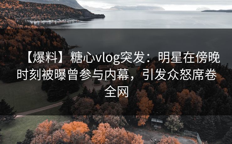 【爆料】糖心vlog突发：明星在傍晚时刻被曝曾参与内幕，引发众怒席卷全网