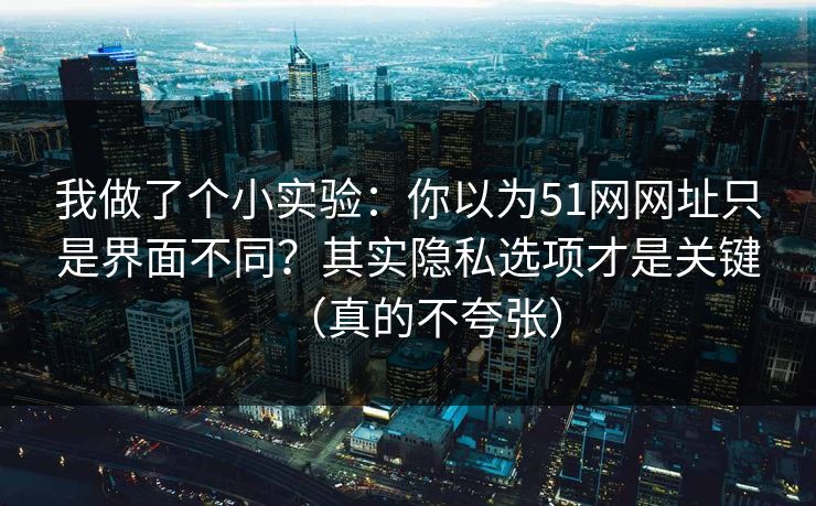 我做了个小实验：你以为51网网址只是界面不同？其实隐私选项才是关键（真的不夸张）
